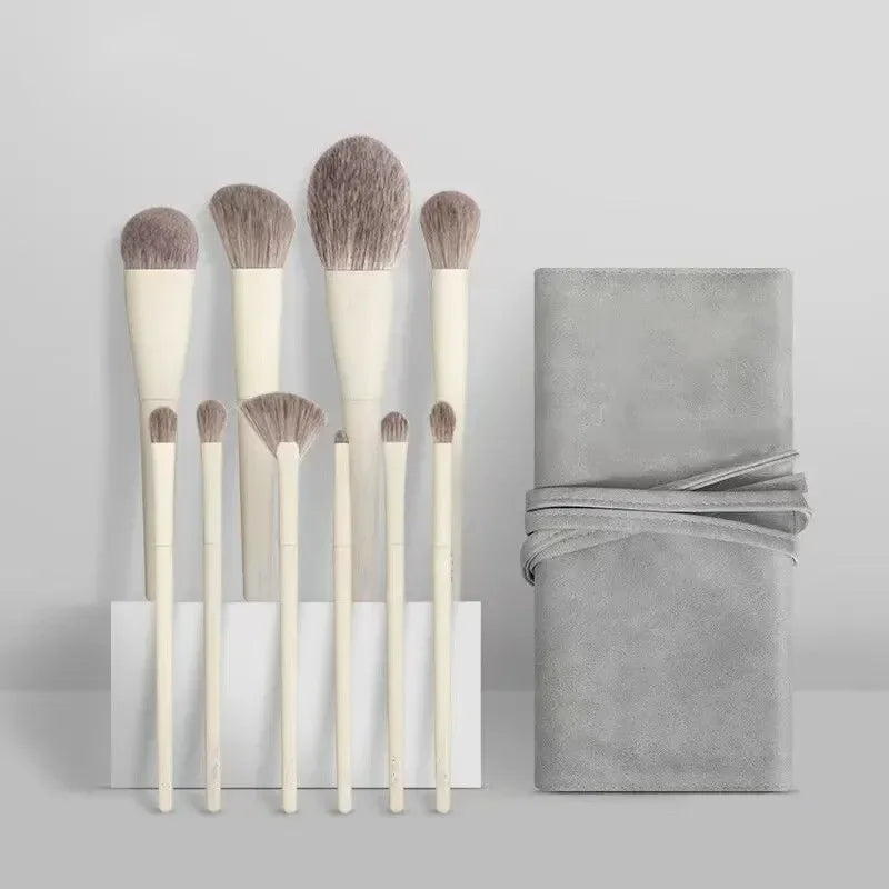 10 brochas de maquillaje, fáciles de usar para base, rubor, sombras de ojos, cejas, contorno de labios, rostro. Herramientas de belleza.