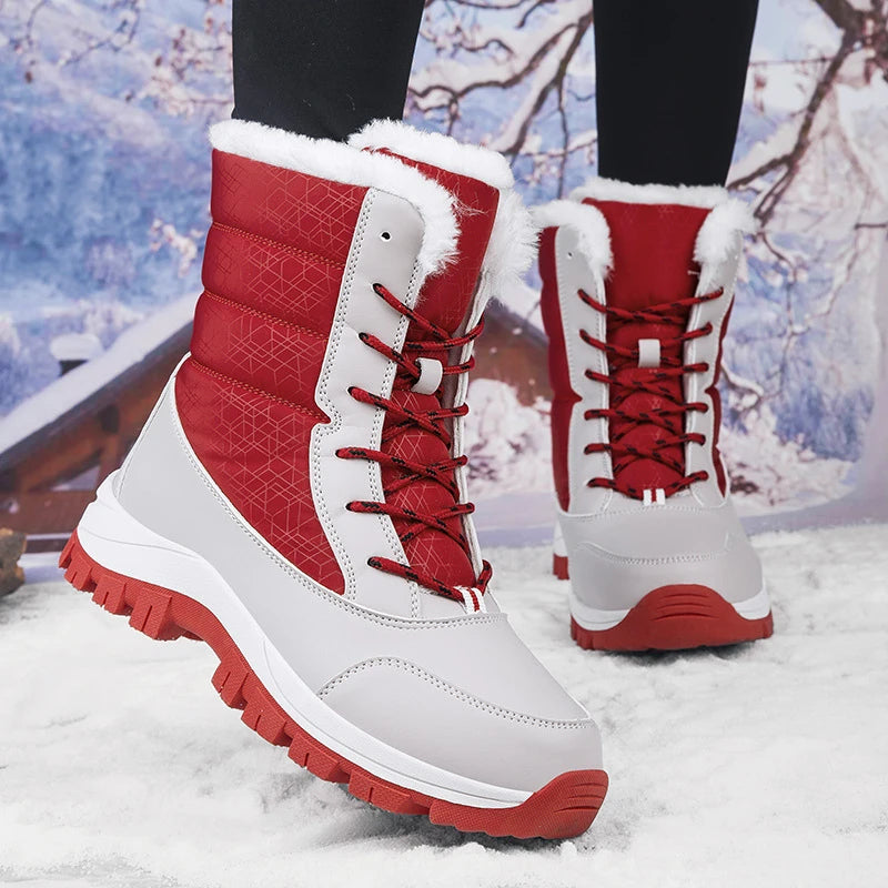Winter Waterproof Cotton Shoes Black Cold-Proof Boots For Women Outdoor Plus Velvet Thickened Warm Snow Boots For Women New
