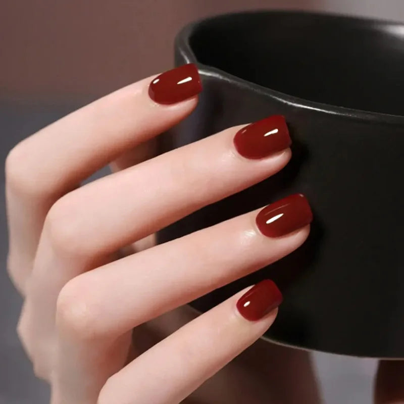 24 Uds uñas postizas de degradado blanco, cortas, cuadradas, bailarina, sencillas, de presión, usables, de color nude, puntas de manicura de cubierta completa