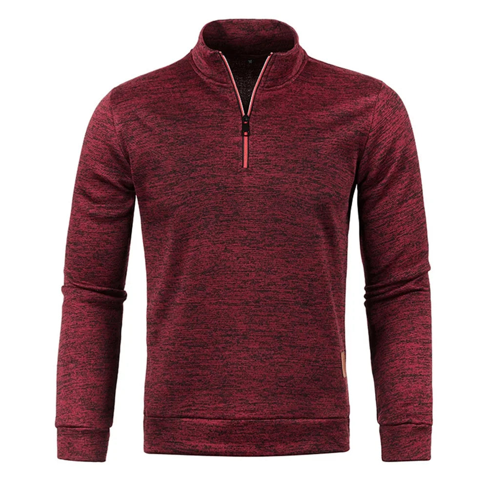 Sudadera de hombre, primavera, más gruesa, tipo pulóver, con media cremallera, para hombre, sudadera con capucha, sudadera de exterior, otoño, color liso, cuello alto