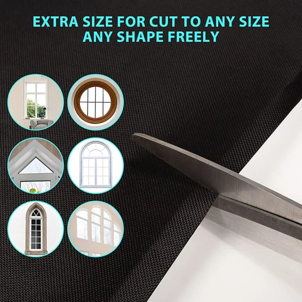 Cortina Opaca de Viaje Portátil DIY, Aislante Térmica para Ventana, Cortinas de Cocina Adhesivas sin Perforaciones, Tela Negra