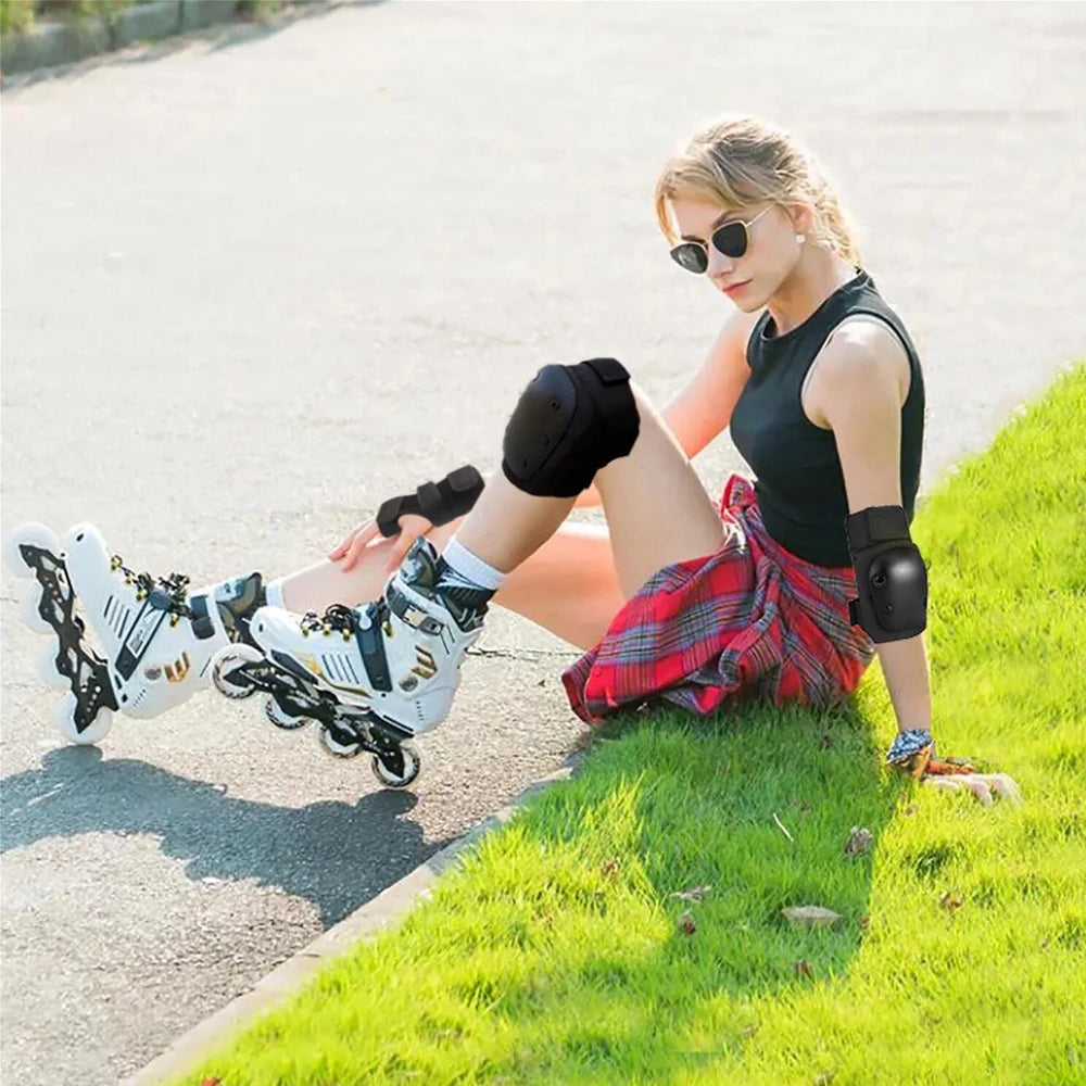 Lot de 6 genouillères, coudières et protège-poignets pour adultes et enfants, protections pour skateboard, équipement de protection 6 en 1 pour roller, trottinette