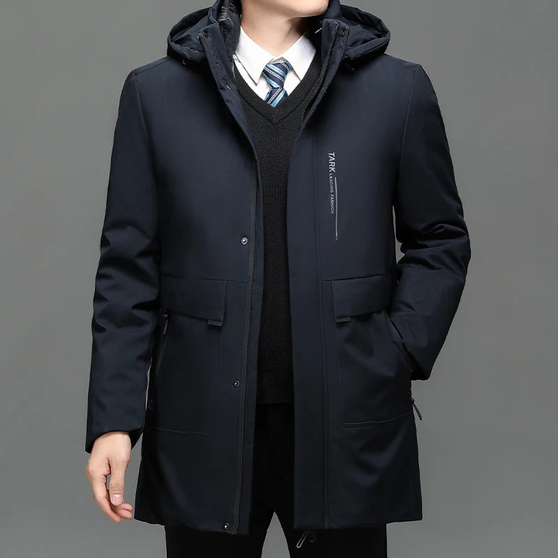 Chaquetas con capucha para hombre, ropa de abrigo informal, parkas largas para hombre, nuevas parkas impermeables y cálidas para otoño e invierno, abrigo tipo parka, 2 PIEZAS Parkas de invierno