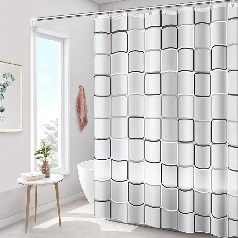180-230cm Shower Curtains Waterproof Heavy Duty Thick Fabric Bath Curtain for Hotel Bathroom Bathtub Solid White Private Cover