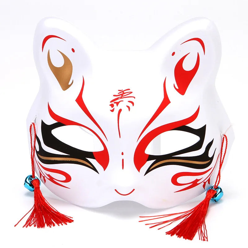 Máscara de conejo de estilo japonés, máscaras de media cara, zorros, conejo, accesorios de cosplay, máscaras de fiesta de disfraces de Halloween, máscara de anime para mujeres y hombres