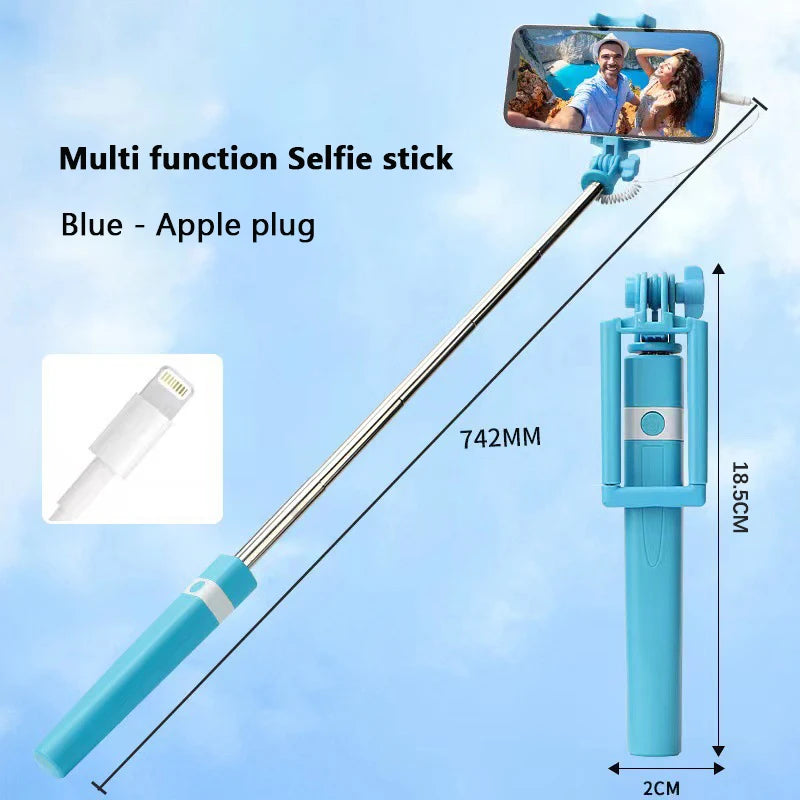New Wire Controlled Selfie Stick Suitable 3.5MM Type-C Plug Mini Portable Selfie Stick