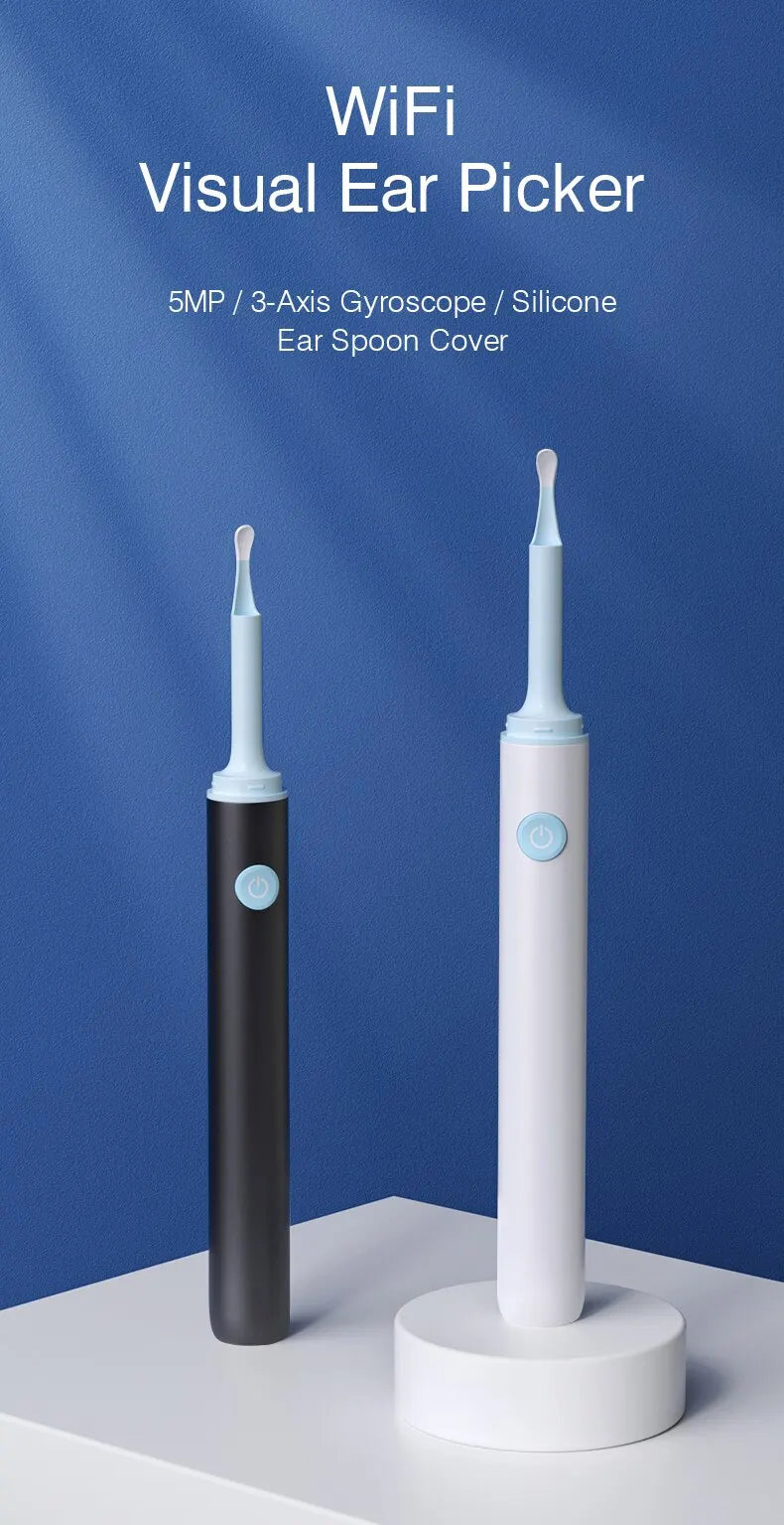 Cámara Endoscópica Visual Inalámbrica para Oídos Herramientas de Limpieza de Oídos Cuchara de Silicona Segura para Oídos Cámara de 5MP Removedor de Cerumen Otoscopio Luminoso