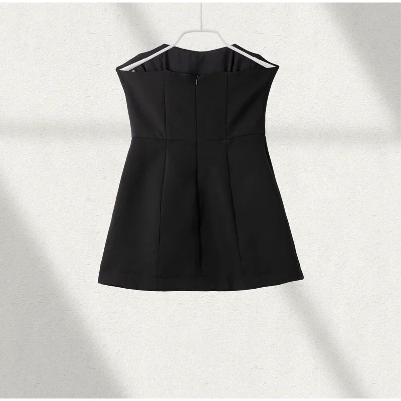 Conjuntos de Falda Larga de Encaje con Top Tubo de Moda para Mujer, Tops sin Tirantes sin Mangas Delgados, Falda Transparente, Conjunto de Vestido Chic para Fiestas de Verano