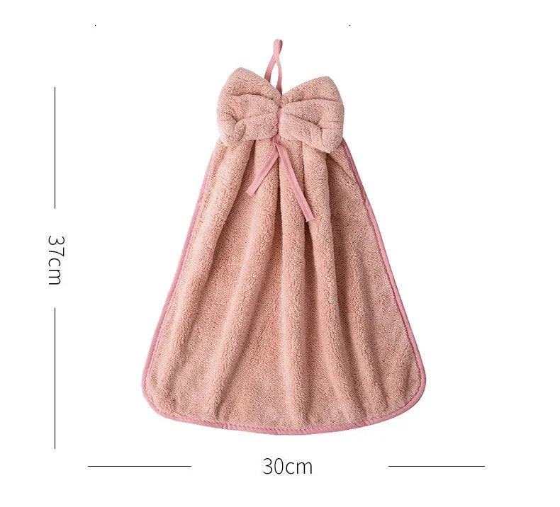 Toallas de mano con lazo para cocina, baño, de terciopelo coral, microfibra, suaves, de secado rápido, absorbentes, paños de limpieza, toalla de rizo para sauna en casa