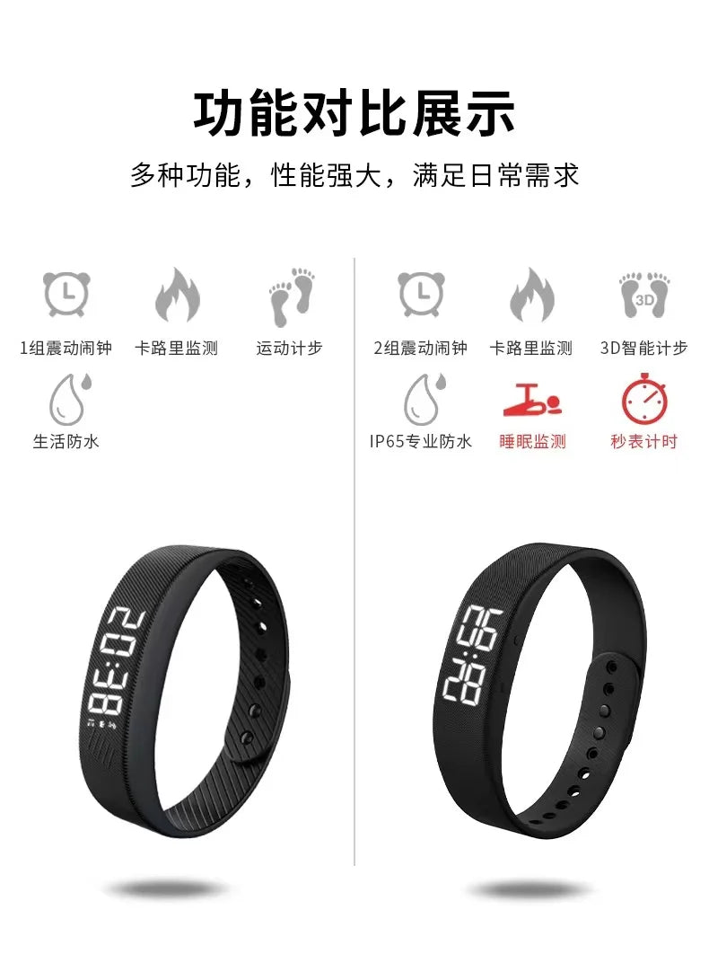Reloj inteligente Pulsera deportiva Pulsera inteligente con despertador vibrador Pulsera podómetro para estudiantes hombres y mujeres