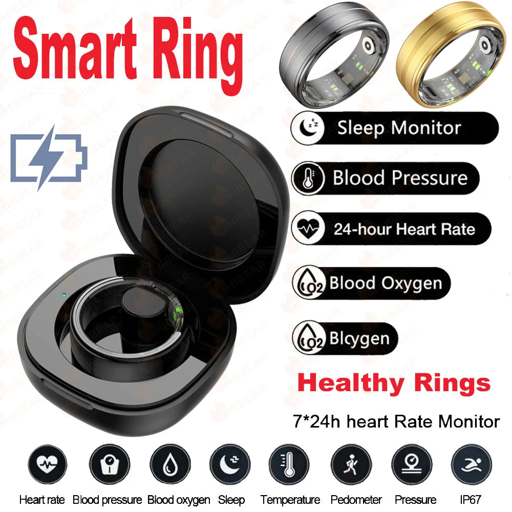 For Samsung Galaxy R06 Smart Ring Menn IP68 Vanntett Puls Blod Oksygen Søvn Helsemåler Sport Fitness Helse Ring