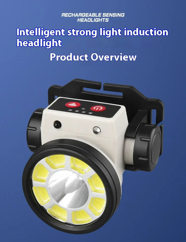 Lampe frontale LED rechargeable haute puissance ultra-lumineuse, lampe torche d'extérieur à charge d'urgence haute luminosité, lampe de pêche