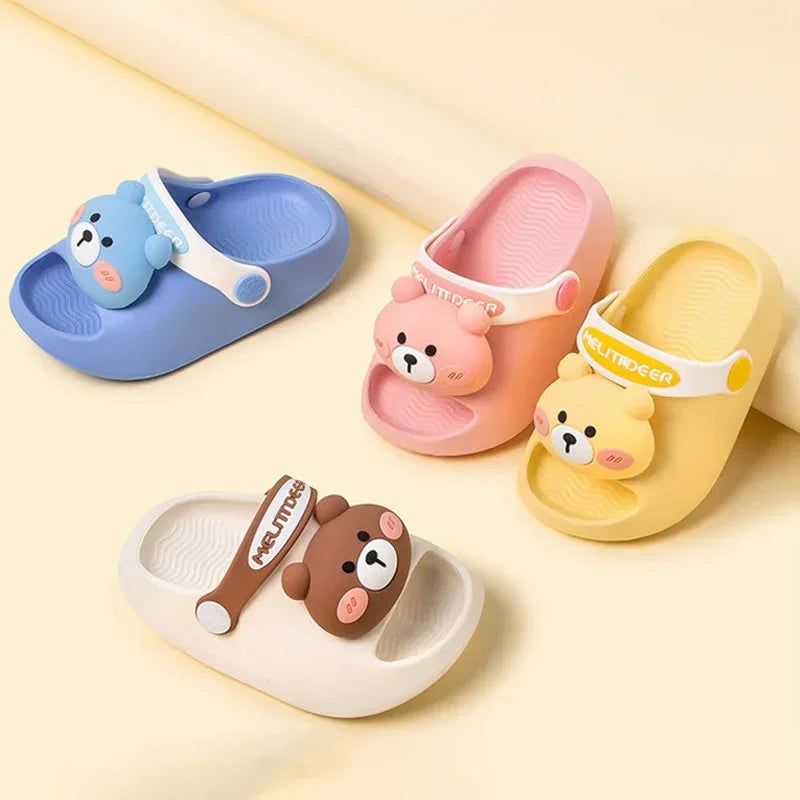 Newborn Baby Slippers Kids Shoes Summer Cute Animal Cartoon Bear Boys Girls Infant Child Comfortable Non-slip Sandals Kids Shoes