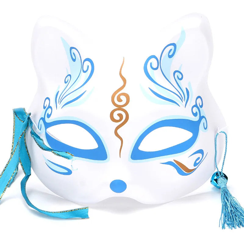 Máscara de conejo de estilo japonés, máscaras de media cara, zorros, conejo, accesorios de cosplay, máscaras de fiesta de disfraces de Halloween, máscara de anime para mujeres y hombres