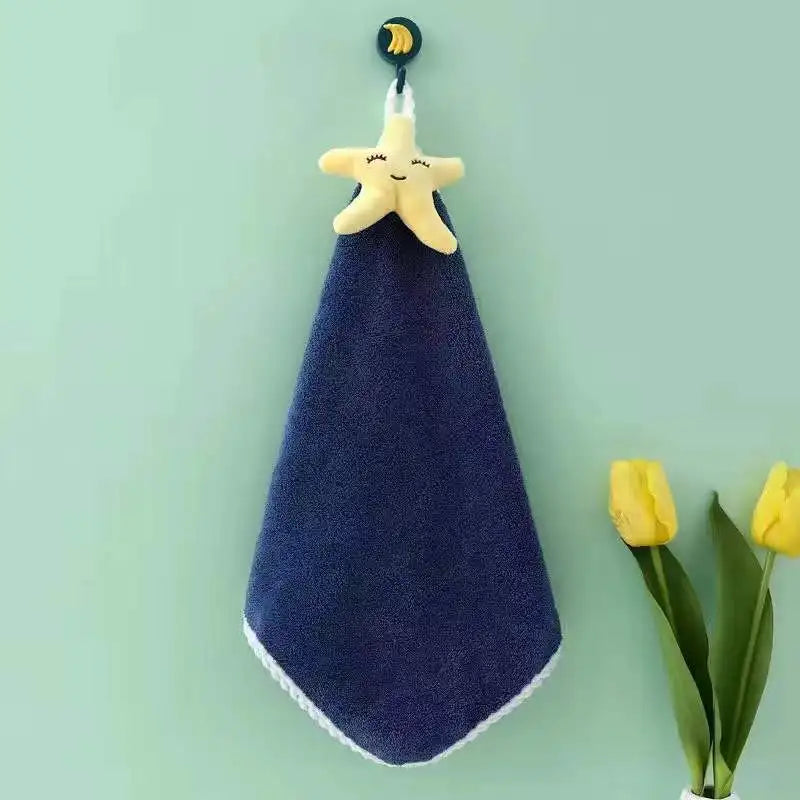 Serviette à main suspendue en polaire corail épaisse et absorbante, motif dessin animé, cadeau