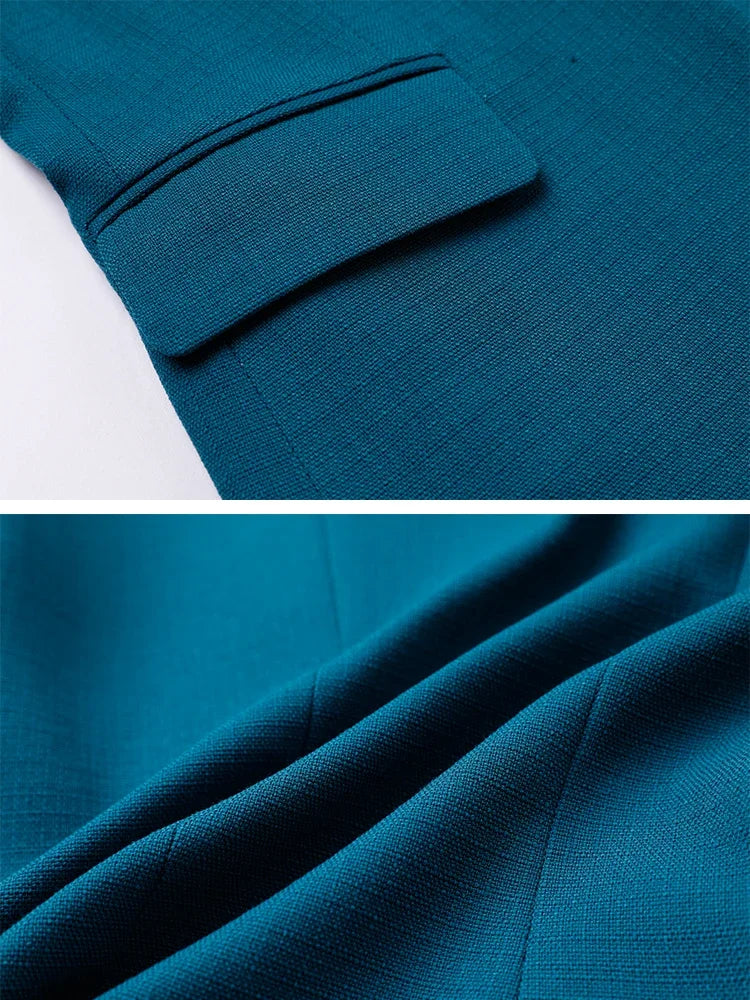 Conjunto de trabajo de negocios de 2 piezas, blazer de manga larga y pantalón de mujer, traje formal en morado, azul, rojo y negro