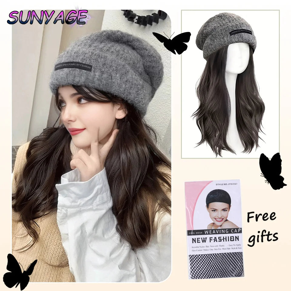 Gorro con peluca y extensión de cabello