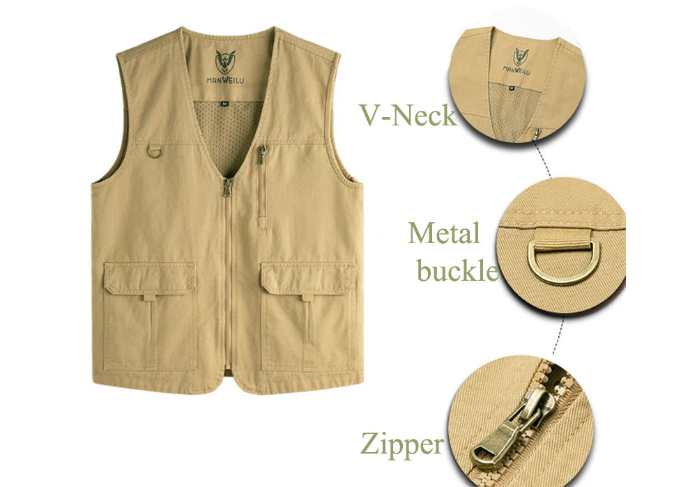 Summer Men's Lightweight Vests Outdoor Leisure Work Safari Fishing Travel Photo Hiking Waistcoats Mens Breathable Work Vests 8XL