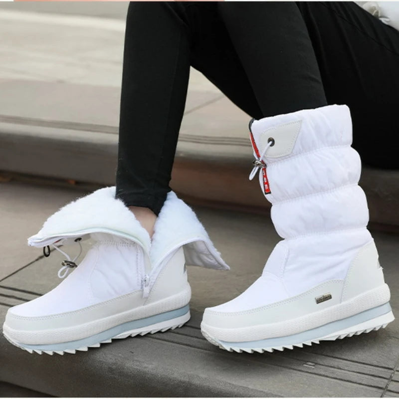 Botas de nieve para mujer, botas de invierno con plataforma, impermeables, antideslizantes, de felpa y piel, de media caña, botas de moda cálidas para mujer, Botas Mujer