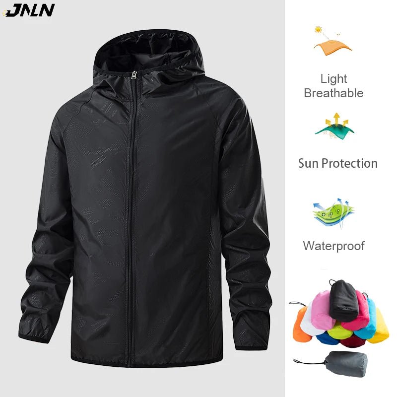 JNLN Hommes Femmes Vestes De Randonnée Imperméable Protection Solaire Coupe-Vent Unisexe Camping Escalade Extérieur Manteau De Pluie Vêtements Portables