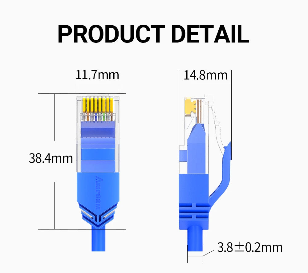 AMPCOM Ethernet Cable, Ultra Thin Cat6 RJ45 Lan Cable UTP RJ 45 Networking Cables Patch Cord for Desktop Computers Modem Router
