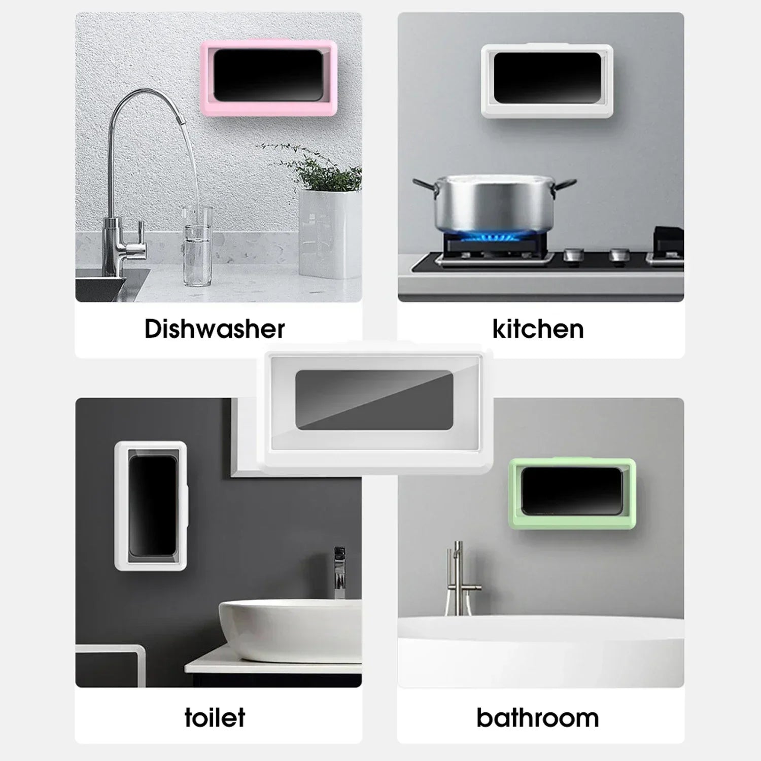 Étui de téléphone de douche étanche et rotatif, antibuée, support mural tactile pour iPhone, Samsung, Mi, ajustement universel, 6,8 pouces