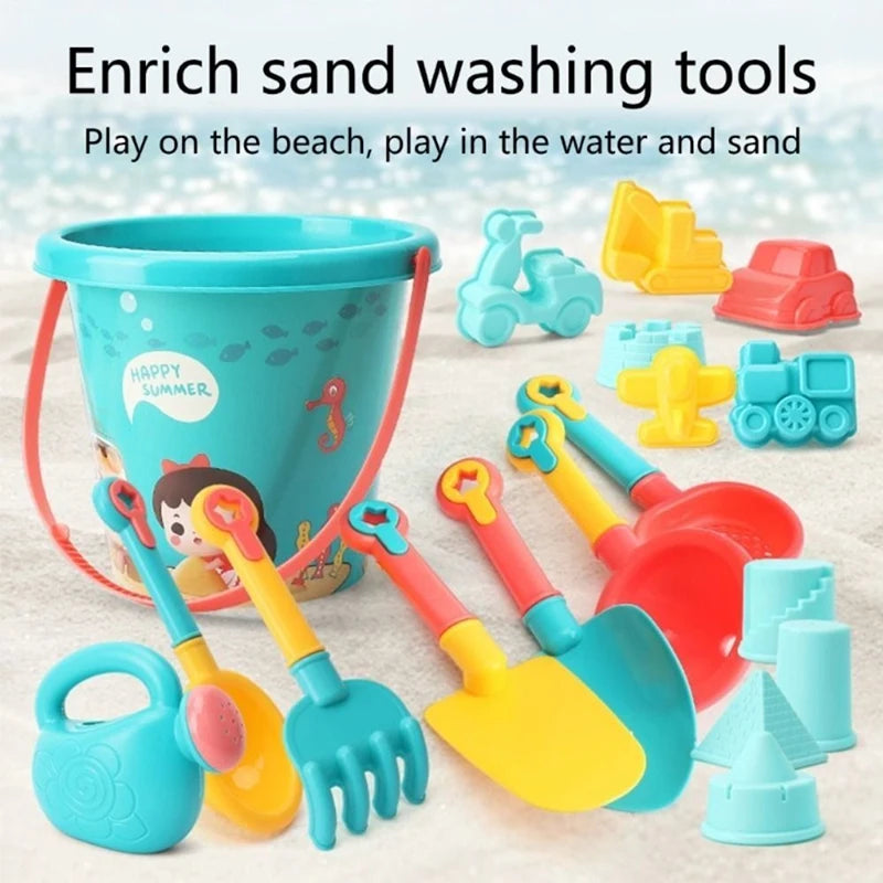 Juguetes de playa para niños, juegos de verano al aire libre, cubeta de plástico para arena, regadera, palas, juguetes de agua para niños, herramientas de regalo