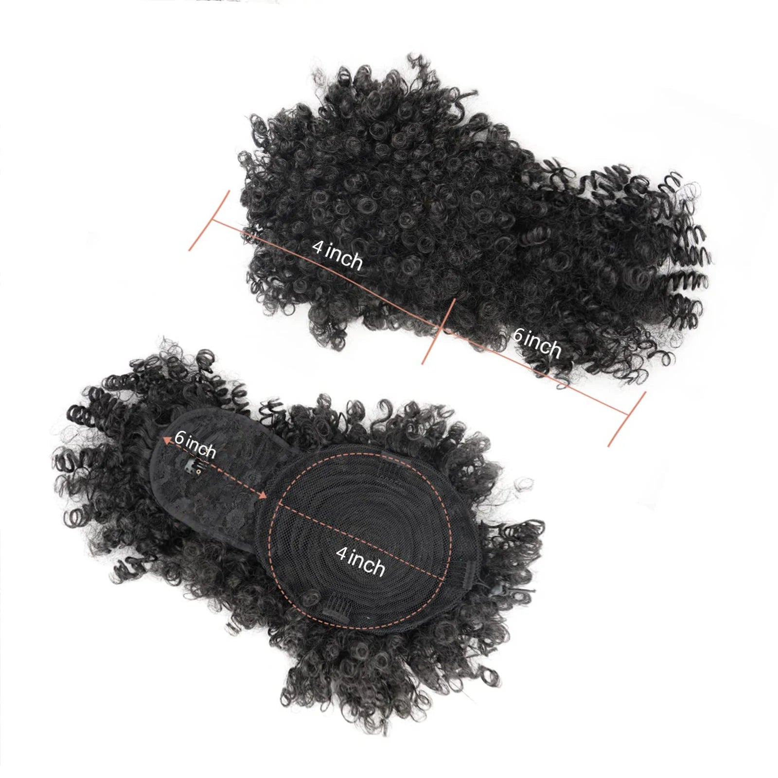 Synthetic Afro Puff Hair Bun Extensions Drawstring Ponytail With Bangs Short Kinky Curly Pineapple Clip in on Wrap Updo Ponytail