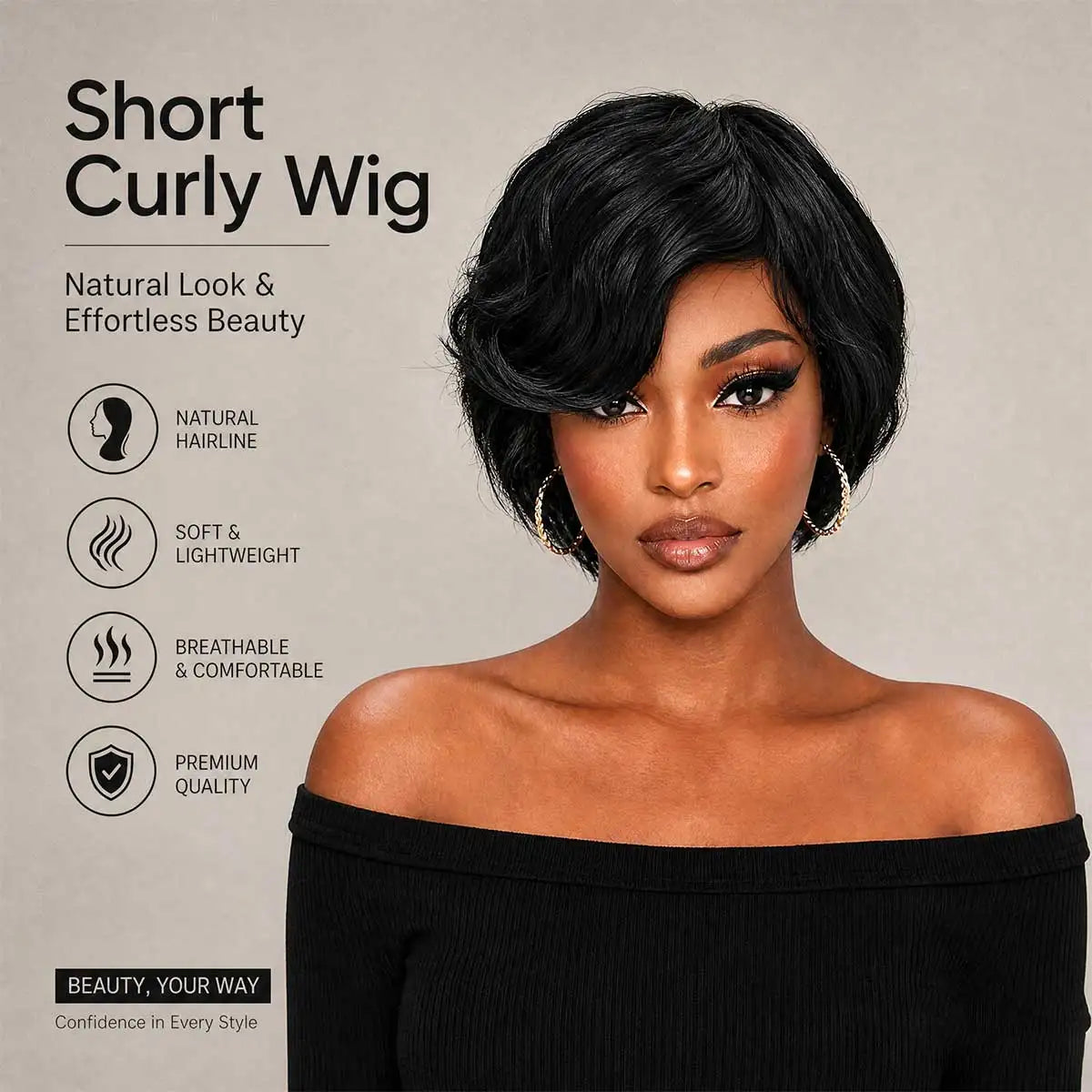 Black Pixie Cut Wig for Women, Side Bangs Short Synthetic Wig, Natural Looking Heat Resistant Wig for Daily Party Cosplay