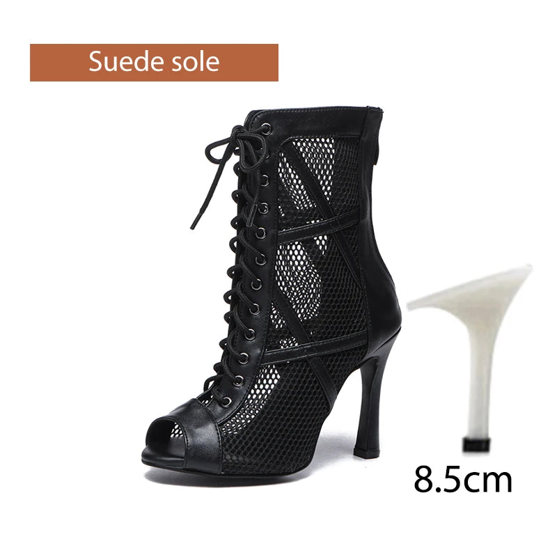 DKZSYIM Zapatos de baile latino para mujer, color rojo y negro, zapatos de jazz de salón de baile, tacones de 5-11 cm para mujer y hombre, para salsa y tango