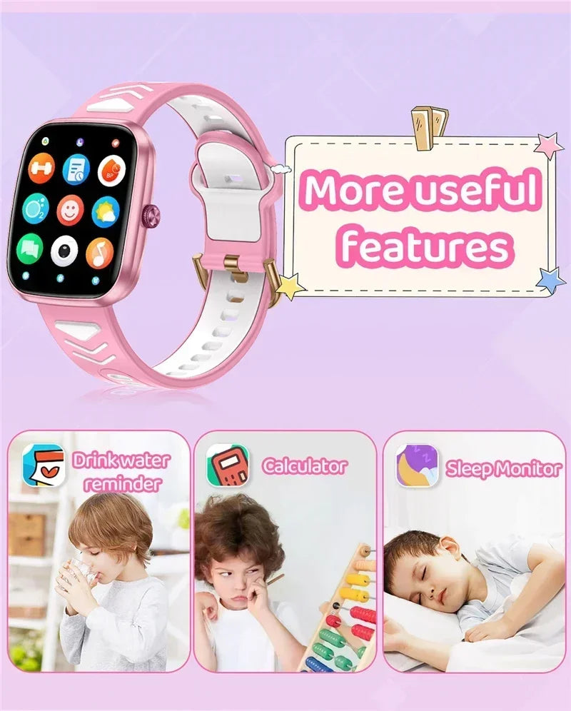 Montre connectée pour enfants, écran tactile HD de 1,75 pouce, bracelet connecté pour jeux et musique, cadeau idéal pour garçons et filles, compatible avec iOS et Android