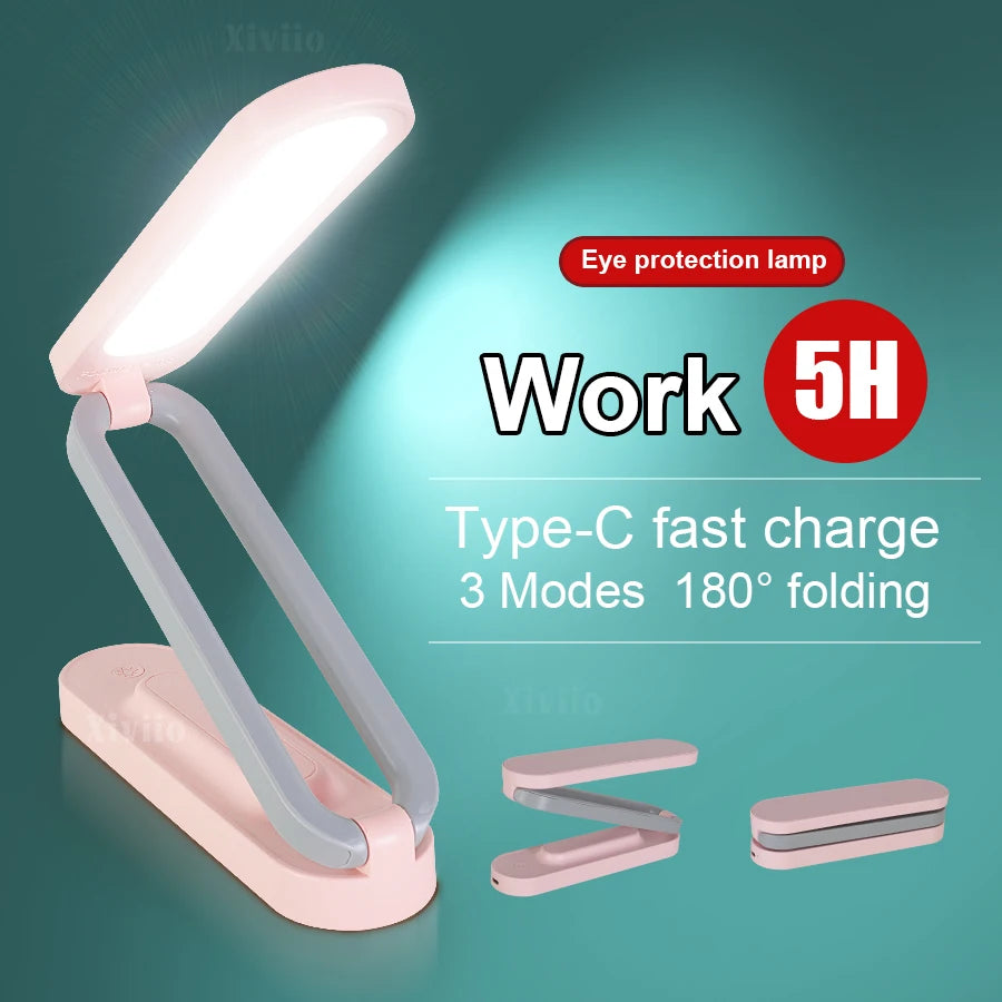 LED Desk Lamp for Office Home & Battery Operated Lamp Rechargeable Lamp Foldable,Portable, Small Desk Lamp Wireless Reading Lamp