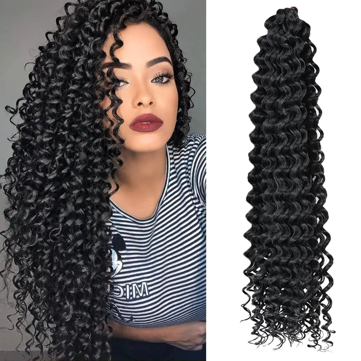 Syntetisk 22 tommers dyp bølget vri heklet hår syntetisk afro krøllete hår heklet fletter ombre brun flettehår extensions