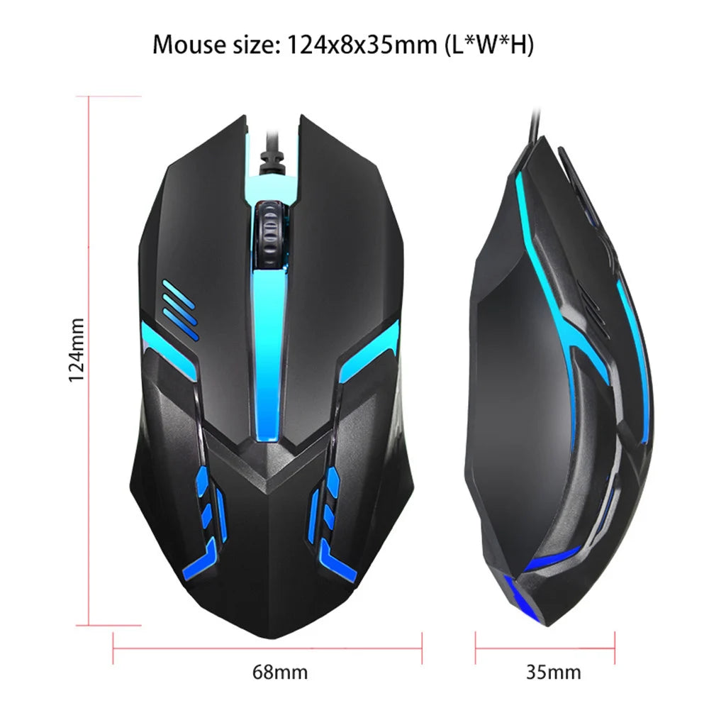 Ratón USB con cable E-Sports, ratón de juegos LED colorido, ratón óptico con cable de 5000 DPI para ordenador de sobremesa, portátil, PC