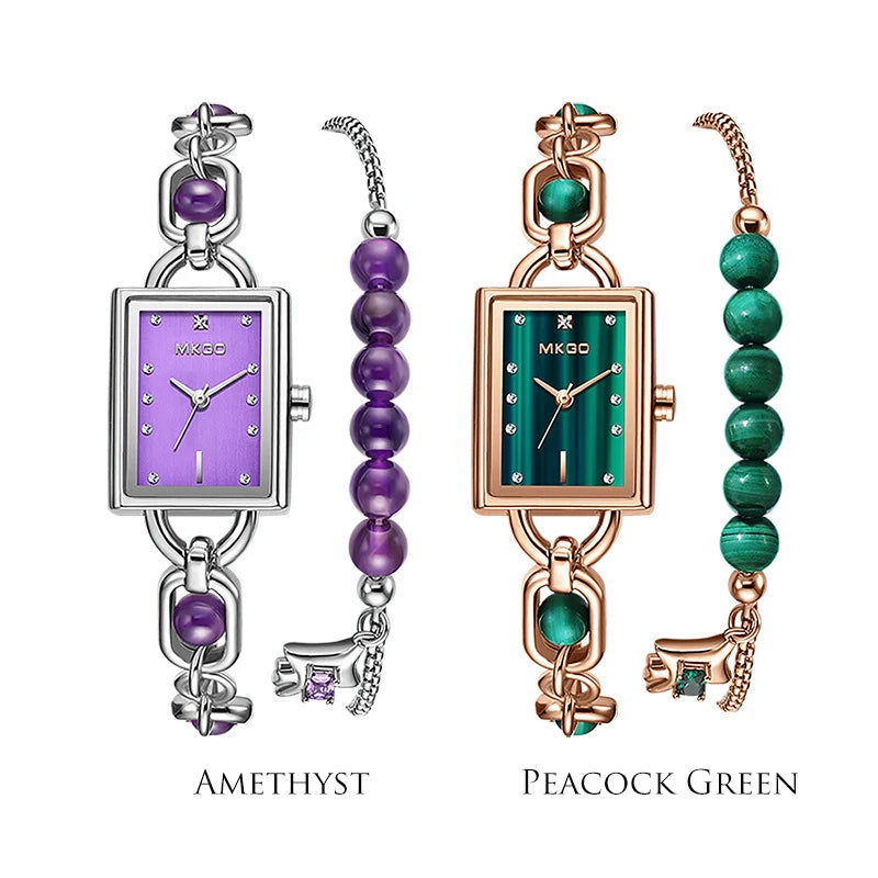 Reloj de mujer de lujo ligero con cristales exquisitos y pulsera de esmeraldas medievales, relojes de cuarzo de moda para mujer y accesorios