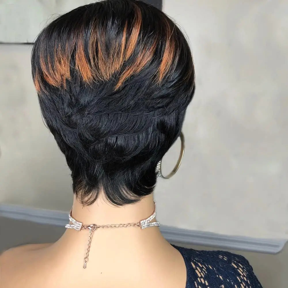 Peluca de corte pixie corto para mujer, peluca pixie sintética, sin pegamento, hecha a máquina, fácil de usar, pelucas de quita y pon