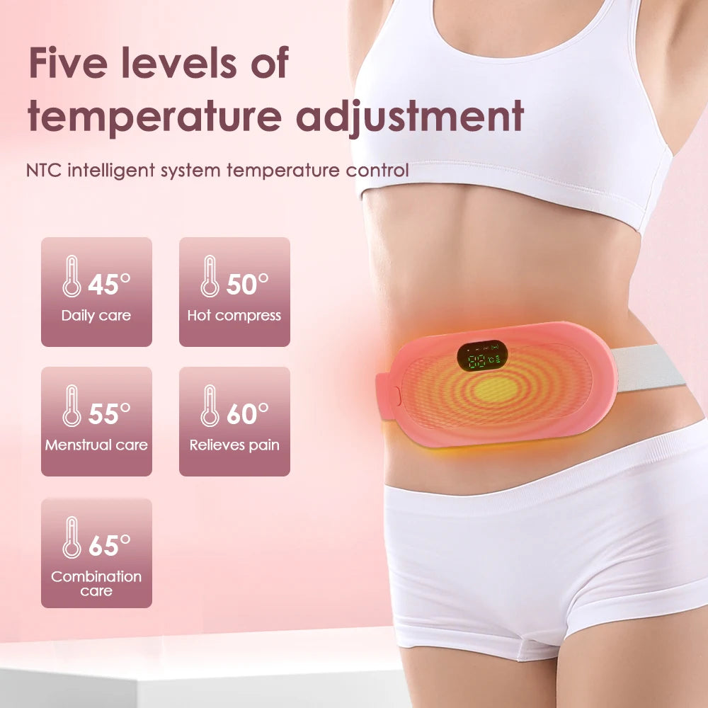 Cinturón Térmico USB Uterino Alivio del Dolor Menstrual Abdomen Estómago Espalda Cintura Calentamiento Infrarrojo Compresa Caliente Vibrador Masajeador Ortesis