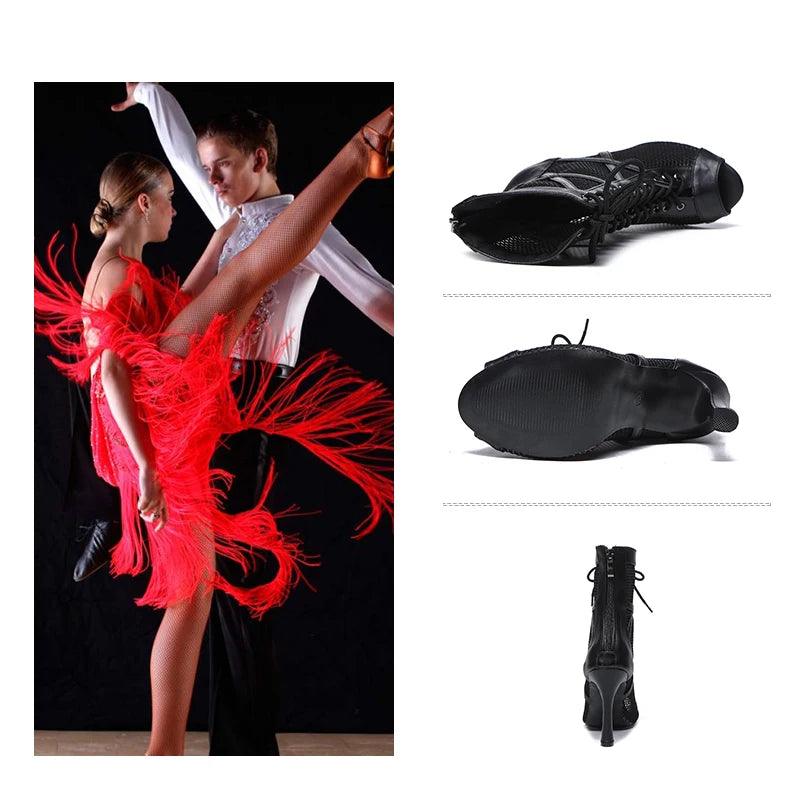 DKZSYIM Zapatos de baile latino para mujer, color rojo y negro, zapatos de jazz de salón de baile, tacones de 5-11 cm para mujer y hombre, para salsa y tango