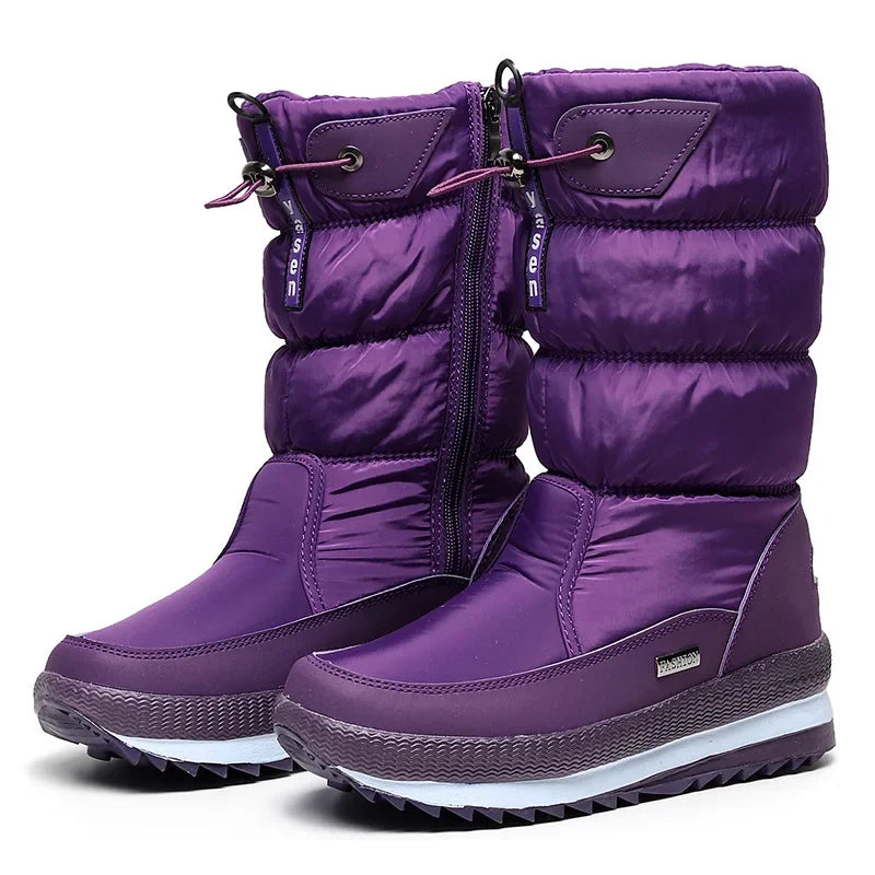 Botas de nieve para mujer, botas de invierno con plataforma, impermeables, antideslizantes, de felpa y piel, de media caña, botas de moda cálidas para mujer, Botas Mujer