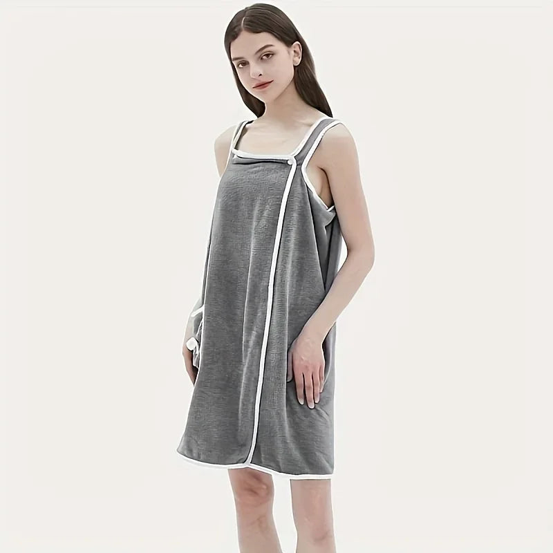 Serviette de bain pour femme, serviette de bain portable, absorbante, en polyester, pour cheveux secs, style long, peignoir lavable