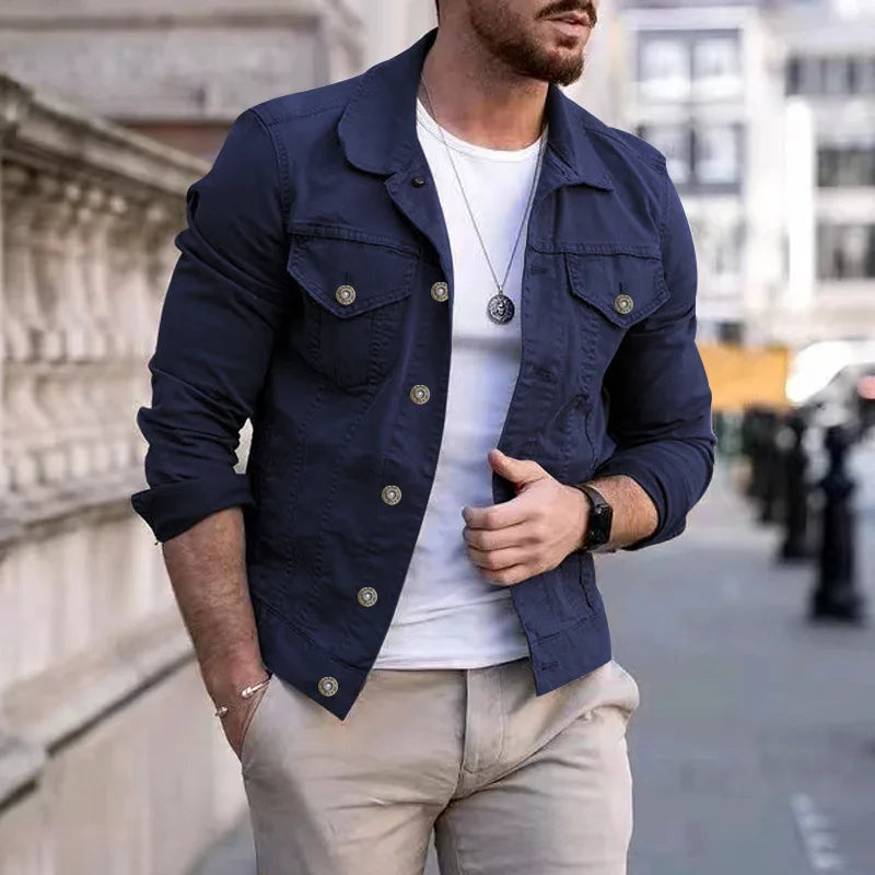 Chaquetas vaqueras de hip-hop para hombre, ropa de calle informal, algodón clásico, abrigo vaquero ajustado, ropa de marca para hombre, chaqueta de vaquero, Ropa Para Hombre