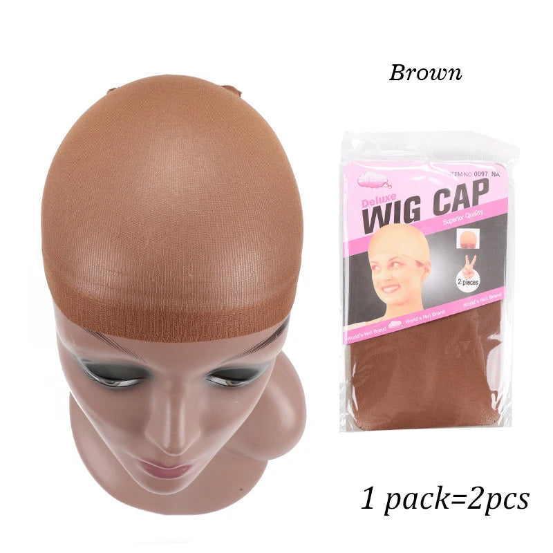 Top Stocking Wig Cap Hair Net For Weave 2pcs Hair Wig Nets Black Brown Stretch Mesh Wig Cap For Making Wigs Free Size