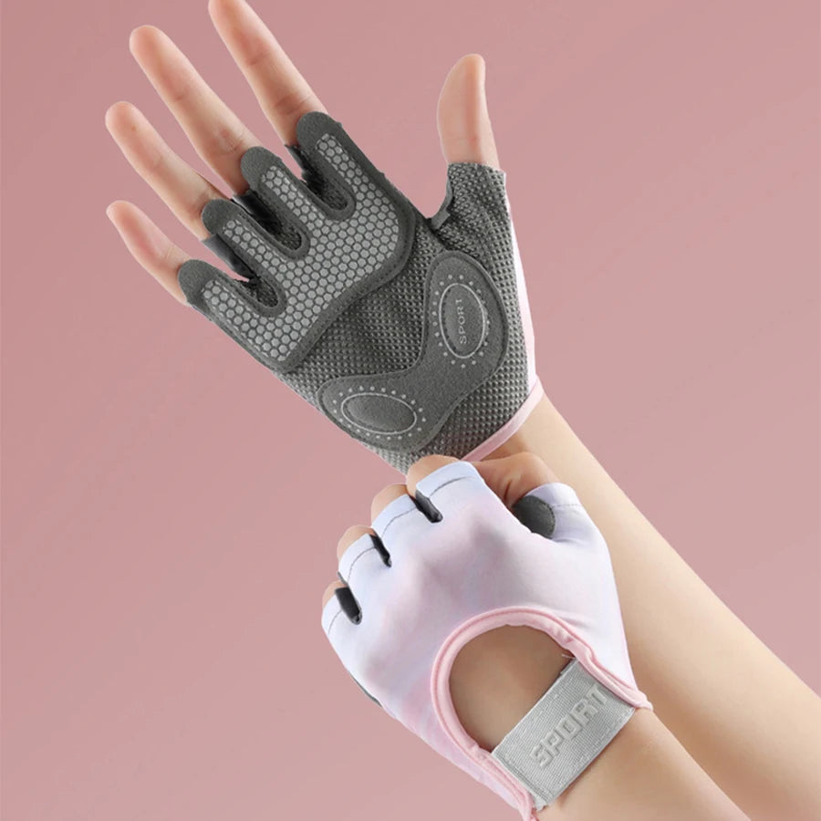 Guantes deportivos y de fitness, unisex, de medio dedo, transpirables, para entrenamiento con pesas rusas, correas de bicicleta, protectores de muñeca, mancuernas de hierro