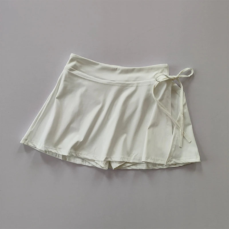 Falda de yoga deportiva, falda pantalón de bádminton y tenis, falda de secado rápido de medio cuerpo con bolsillo, falda pantalón con abertura lateral y tirantes para exteriores