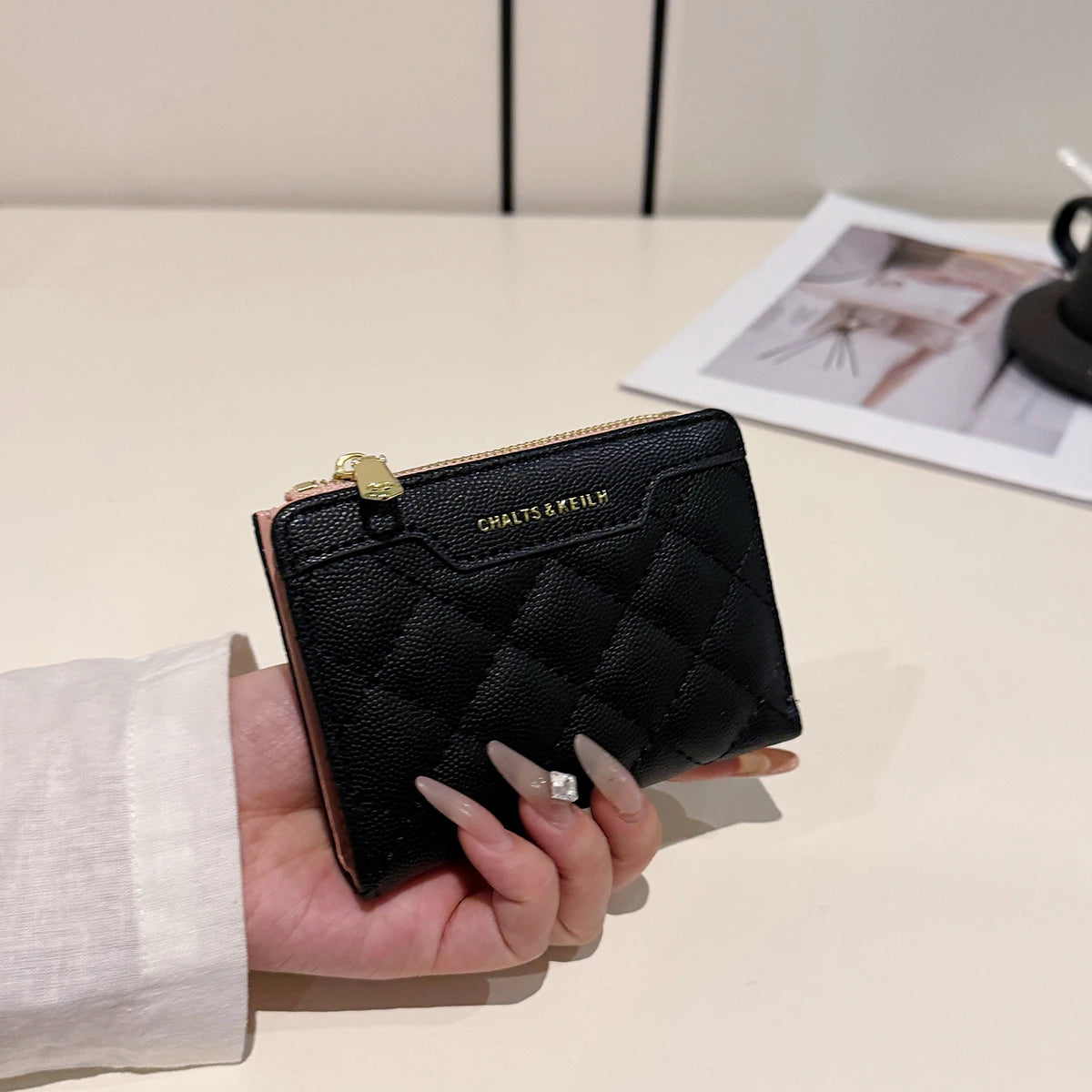 Carteras de diseño de lujo para mujer, tarjetero multifunción de piel sintética, cartera pequeña de mujer