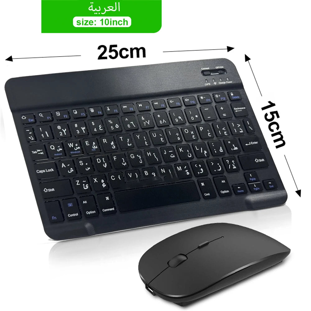 Teclado y ratón inalámbricos Bluetooth para IOS Android Windows Tablet para iPad Air Mini Pro teclado español coreano portugués ruso