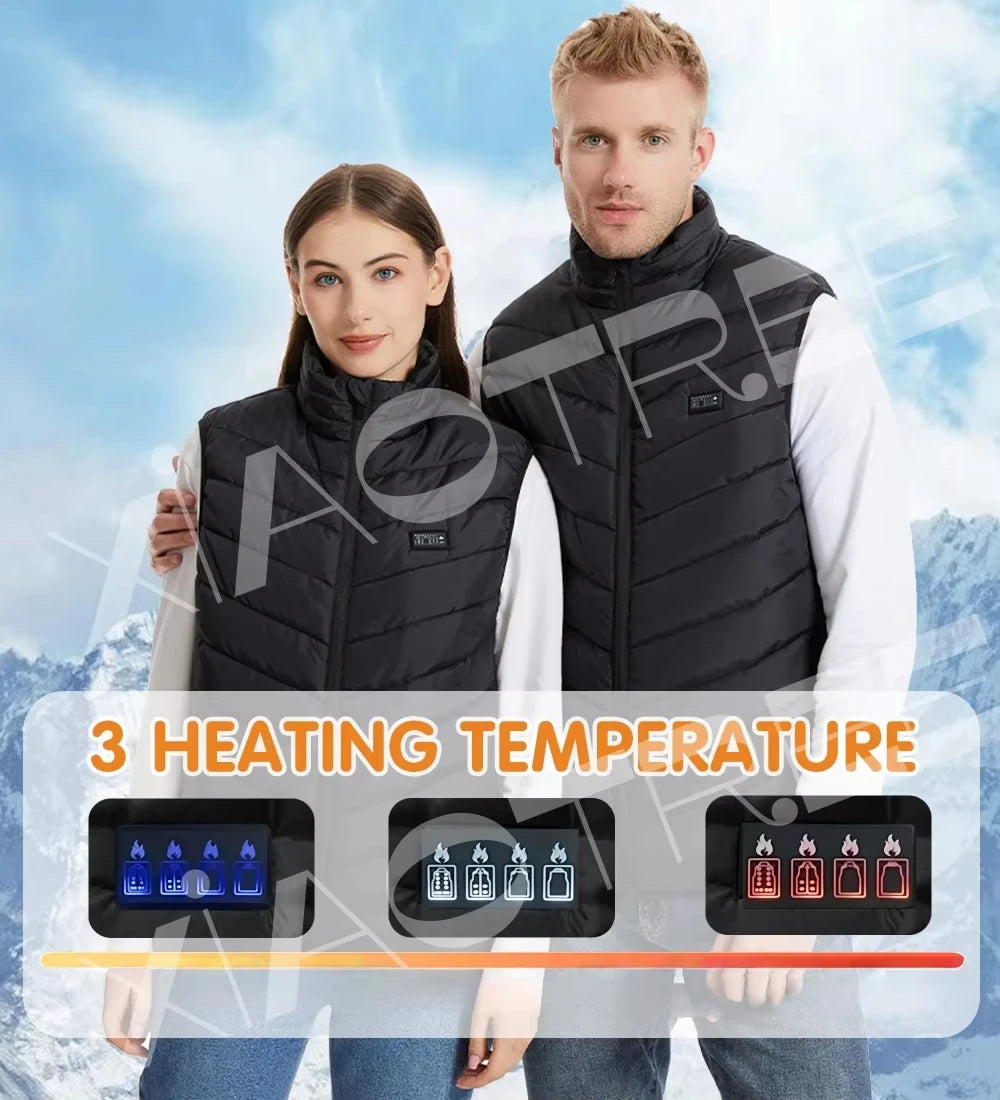 28/9 Chaleco Calefactable Zonas Hombres Chaqueta Calefactable Invierno Eléctrico Mujer Calentador USB Chaqueta Camping Hombre Chaleco Térmico Abrigo Calentador Corporal 6XL