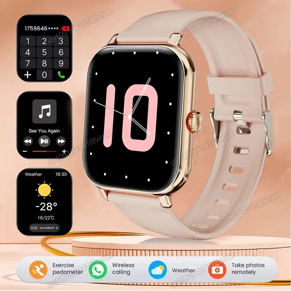 Smartwatch para Android IOS Relojes Pantalla HD de 2.01 pulgadas Llamada Bluetooth Alerta de Mensajes Música Modo Deportivo Smartwatch para Hombres Mujeres Regalo