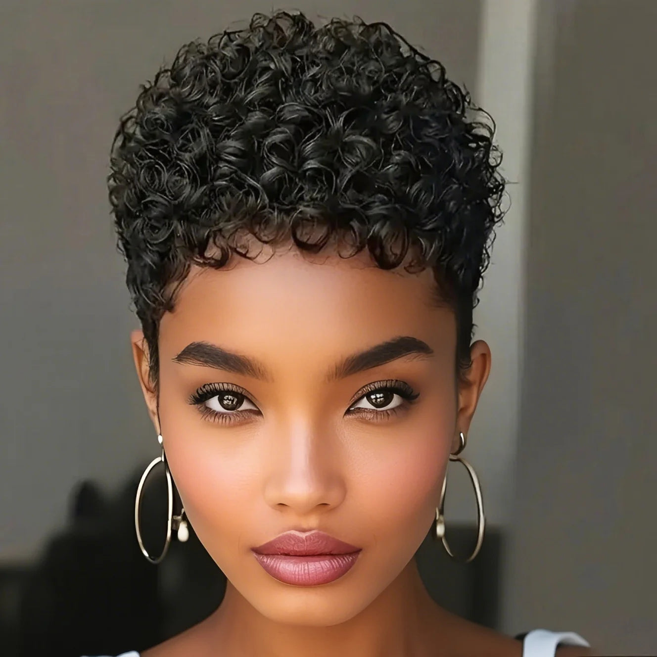 Short Curly Pixie Human Hair Wig