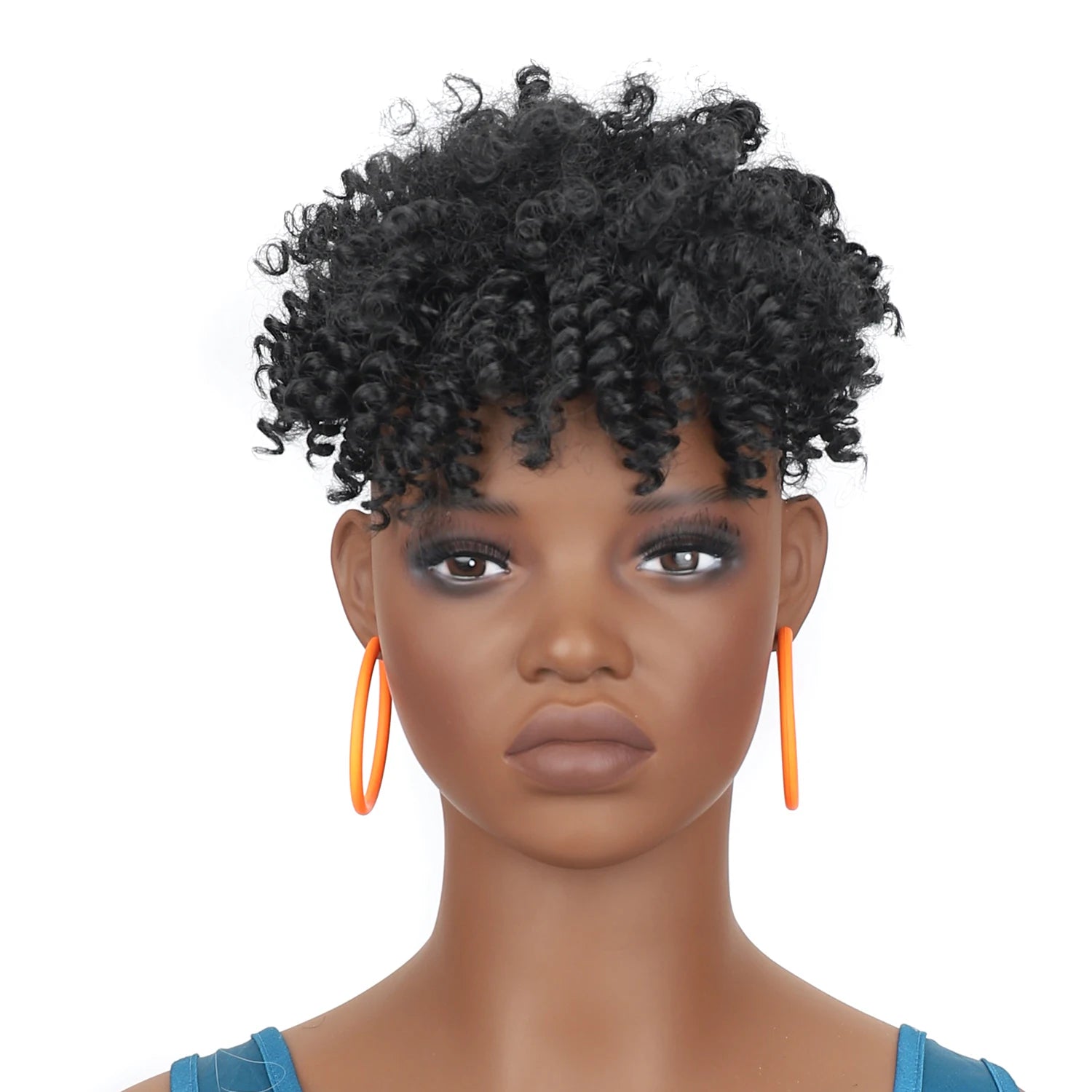 jeedou Black Topper Hair Afro Curly Dreadlock Toupee for Men Short Curly Hair for Women Synthetic Hair Toppers with 4Clips Wigs